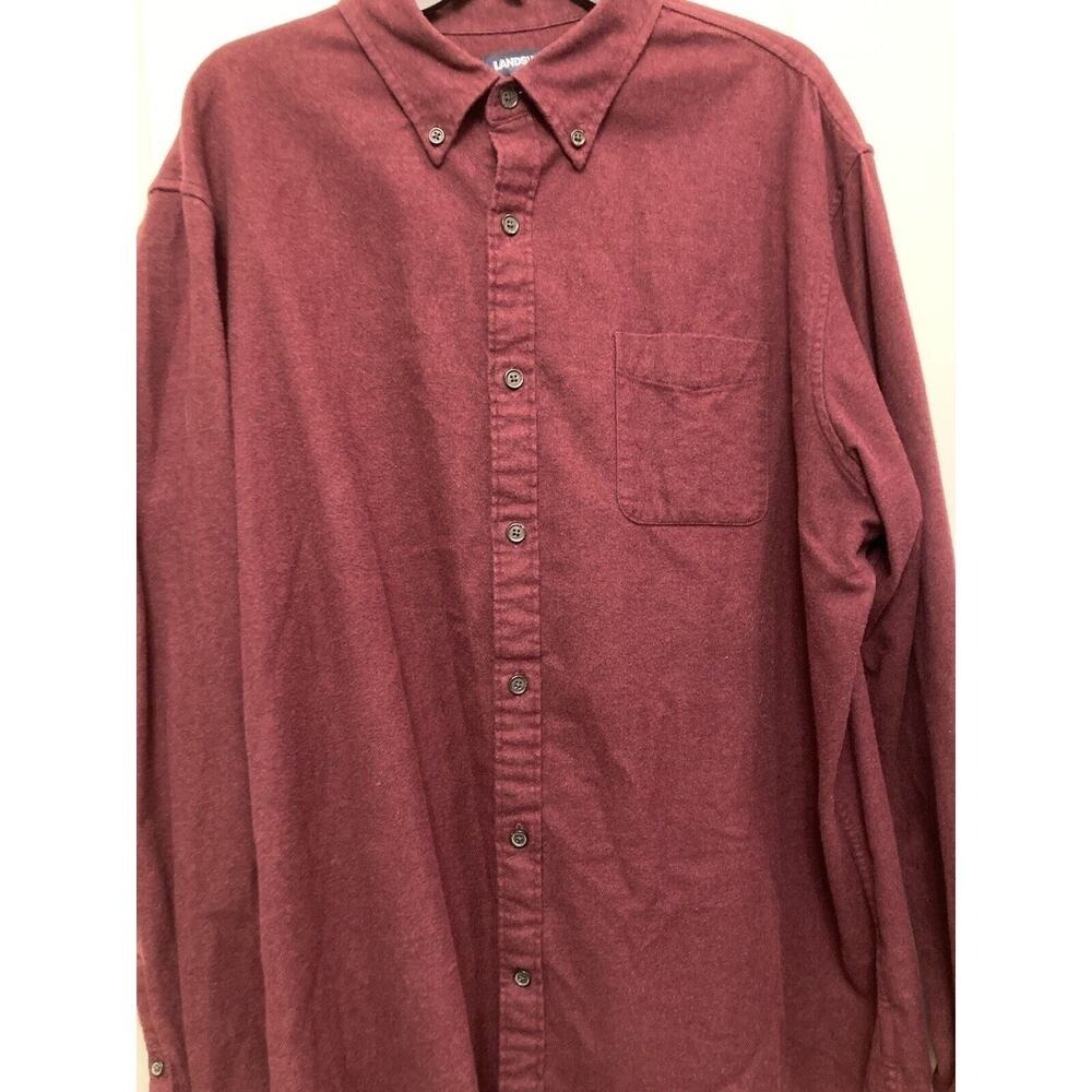 Lands' End Men's‎ XL Flannel Shirt Long Sleeve Button Up Casual Burgundy